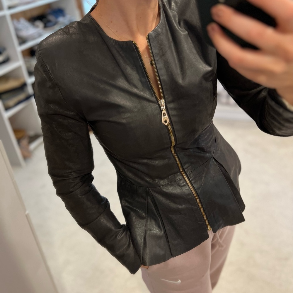Las Pepas Authentic Leather Peplum Jacket